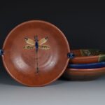 Pasta Bowl with handles - dragonfly blue