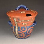 Front Avenue Pottery Handmade Soup Tureen Fish Blue Backside