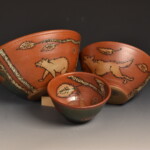 mixing bowl set birch motif green glaze accent mixing bowl set birch motif green glaze accent